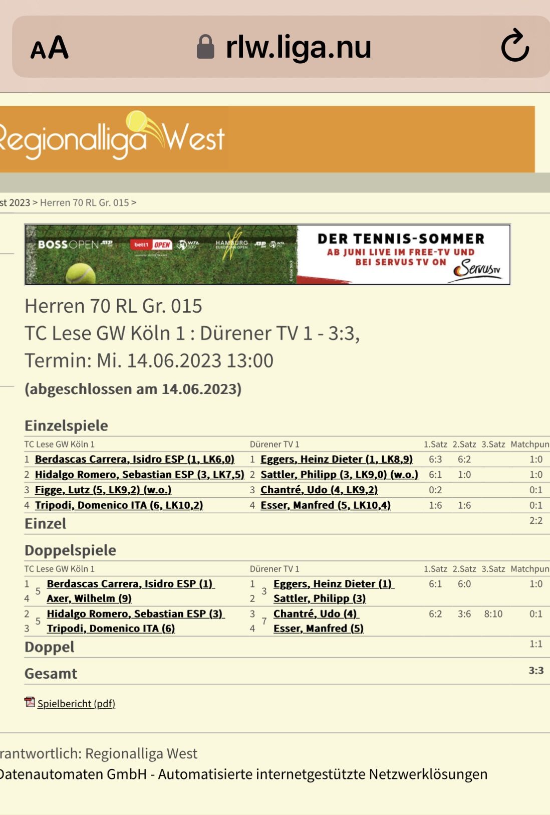 Historische Tenniswoche Aufnahme